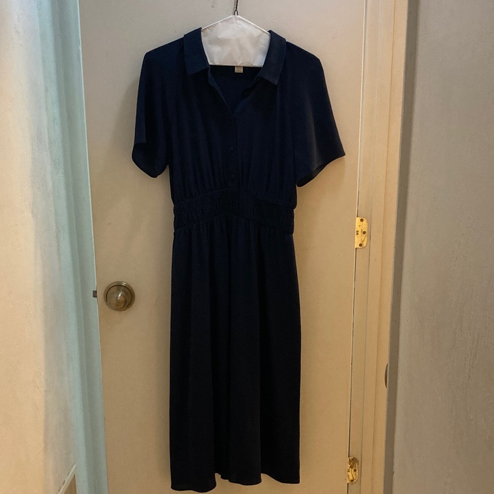 London Times Navy High Low Dress